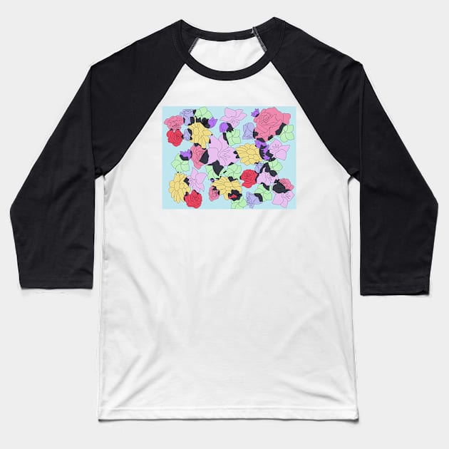 Flower Pattern Baseball T-Shirt by CactusMonsters